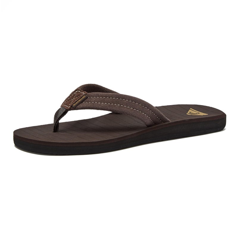 Quiksilver Carver Suede Flip Flops for Men, Arch Support Athletic Mens Sandals, Size 6 to 16 Thong Mens Slides, Demitasse Solid, 7 M US - Image 1
